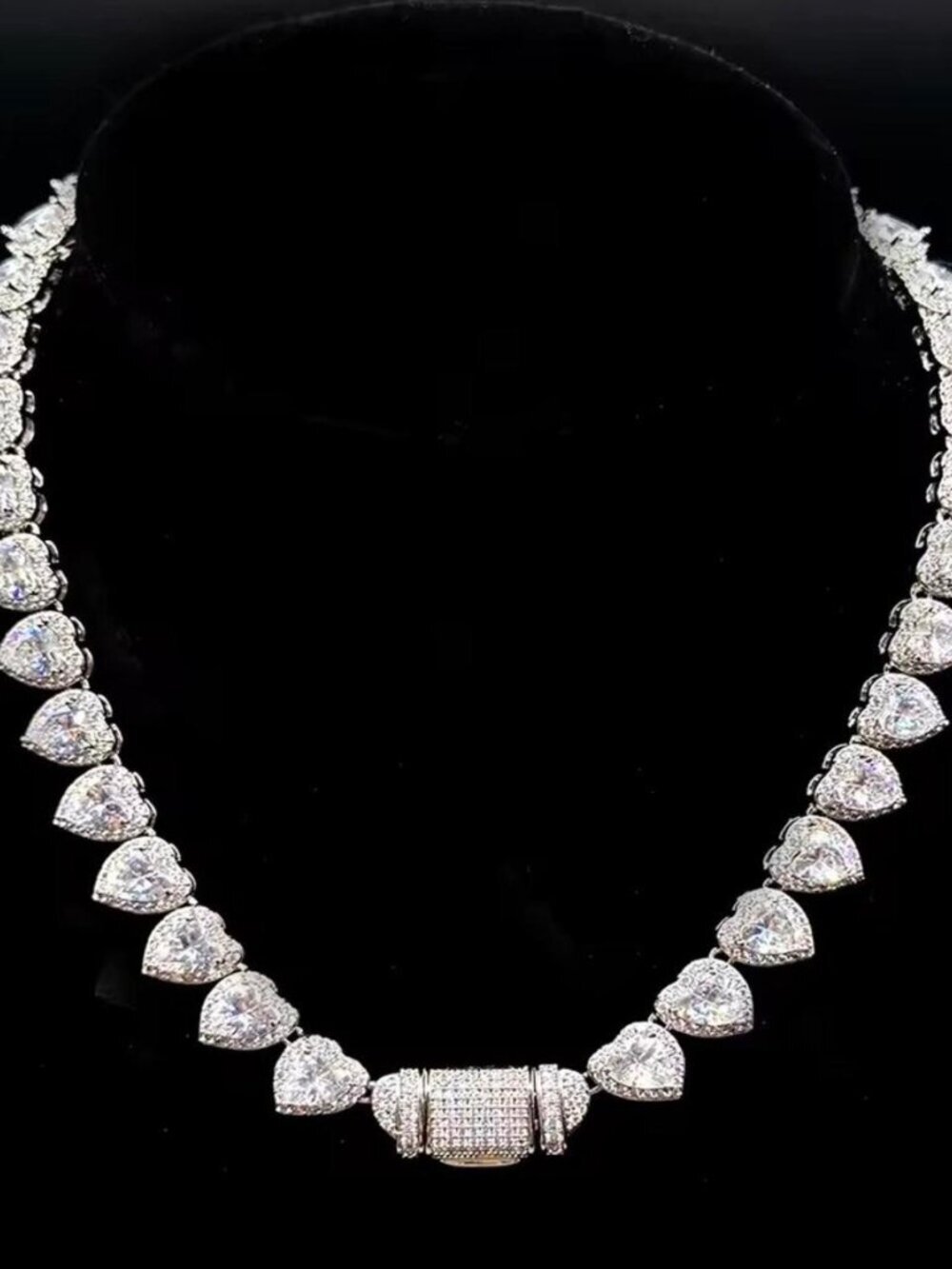 Iced Out Heart gold Tennis Necklace 16inch - Picture 3 of 5